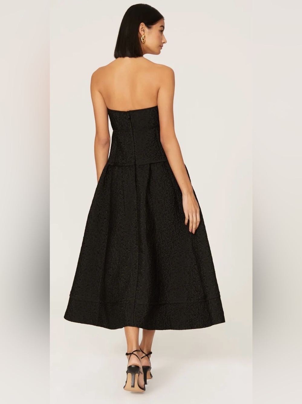 Jonathan Simkhai Black Strapless Textured Midi Dress-Sz 4 - Picture 4 of 10